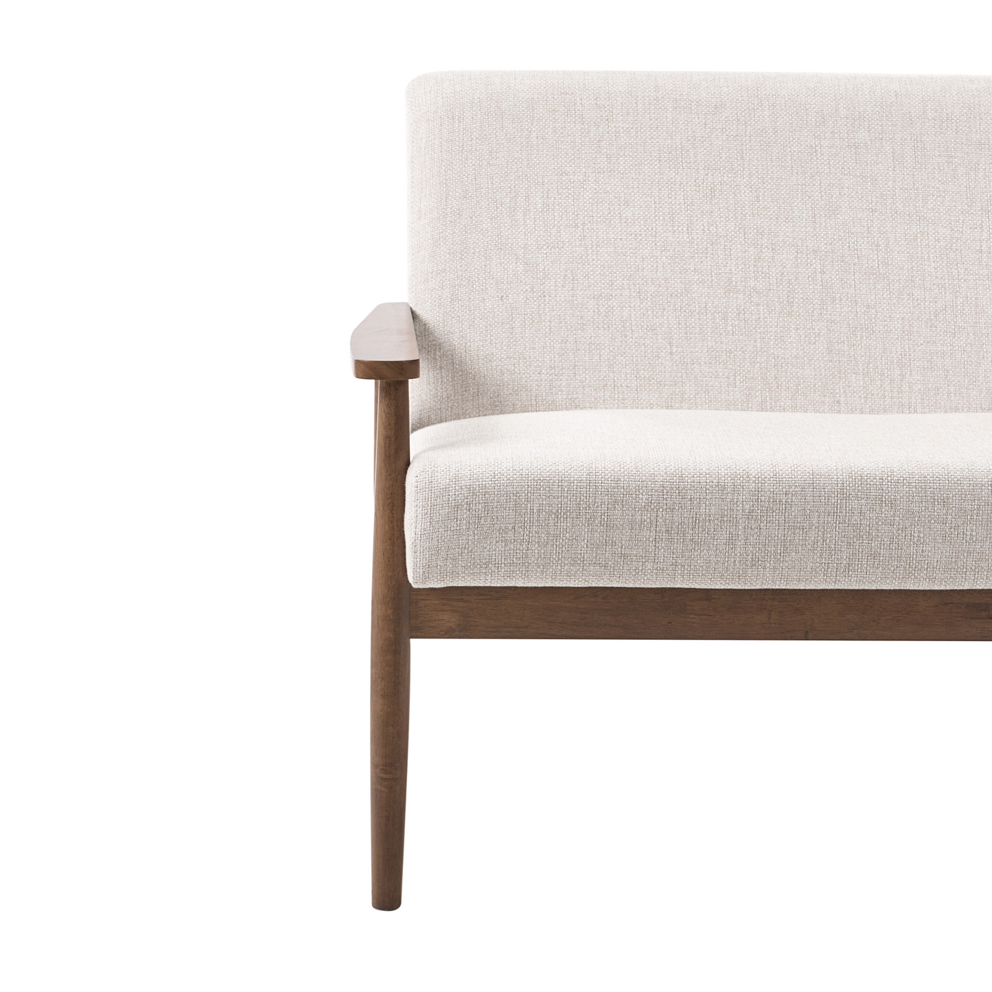 Living Retro Sofa Beige And Dark Brown Polyester Wood Frame