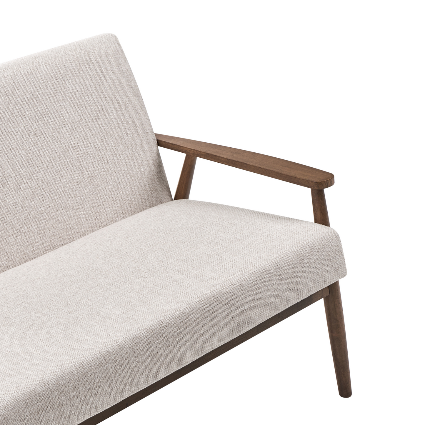 Living Retro Sofa Beige And Dark Brown Polyester Wood Frame