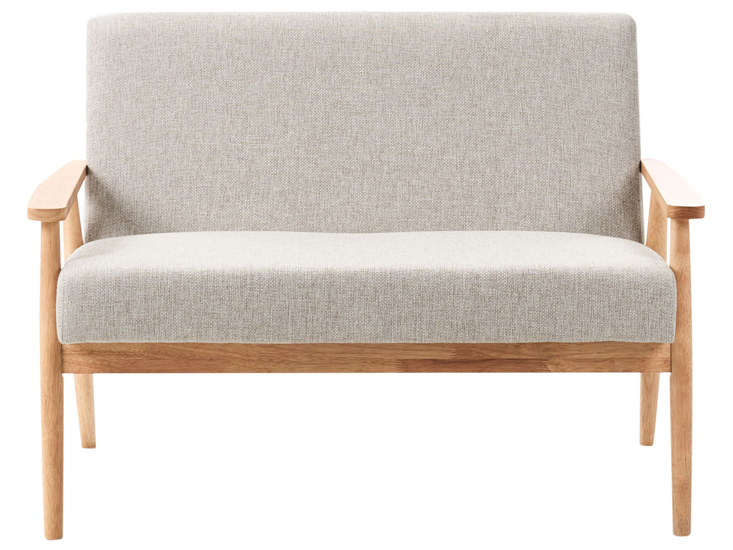Retro Grey And Light Brown Polyester Sofa With Wooden Frame