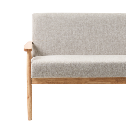 Retro Grey And Light Brown Polyester Sofa With Wooden Frame