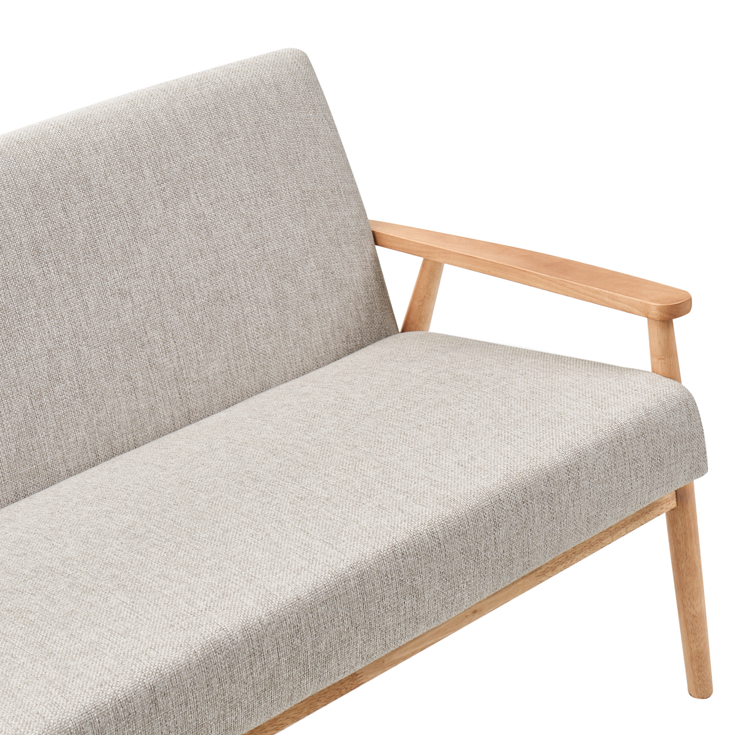Retro Grey And Light Brown Polyester Sofa With Wooden Frame
