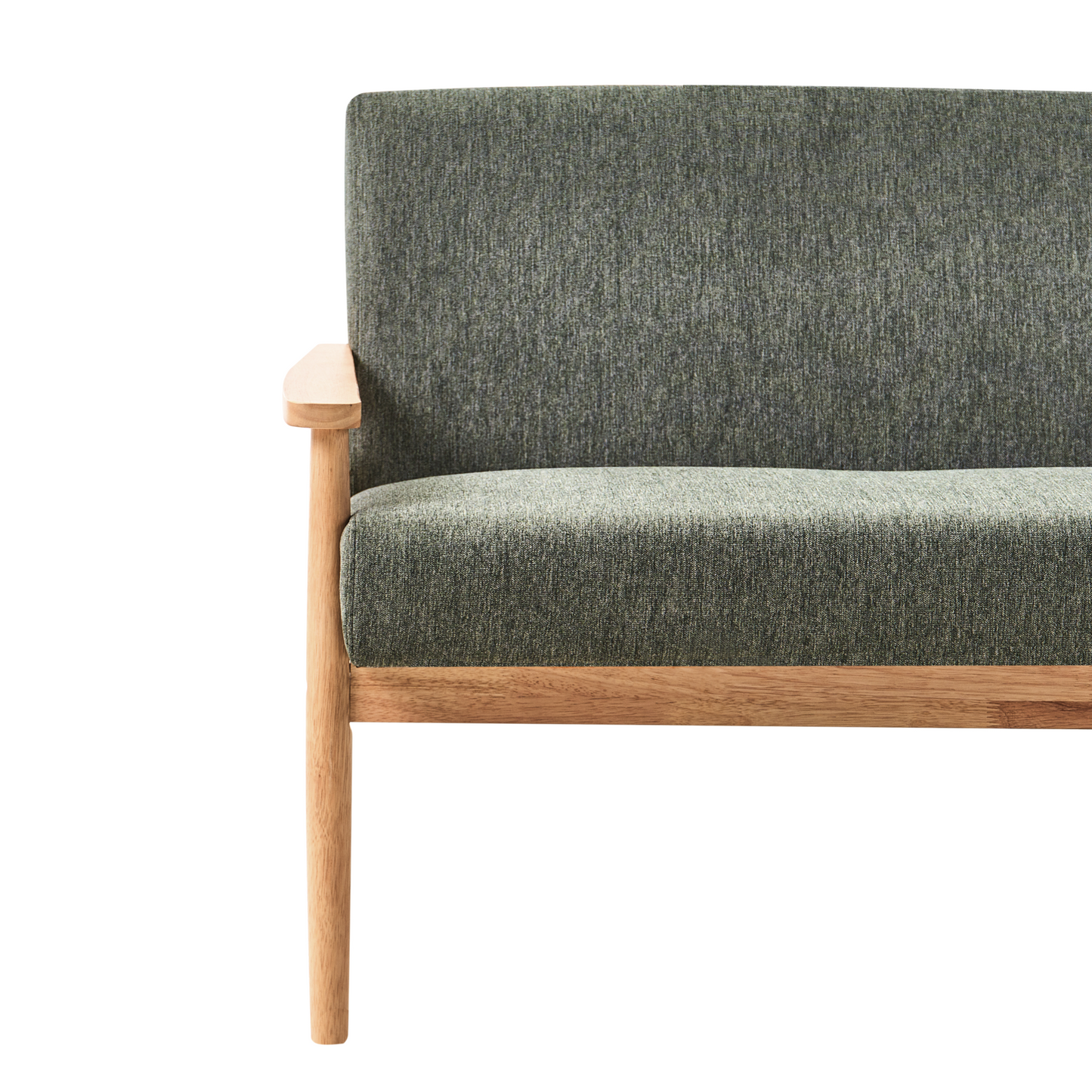 Two Seater Sofa Green And Brown Polyester Retro Wood Frame