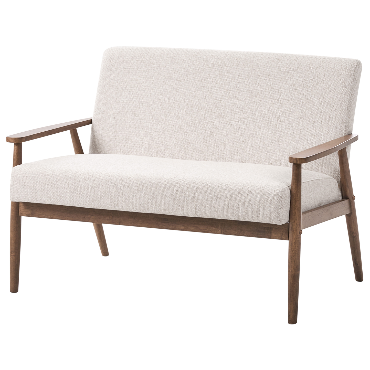Beige And Dark Brown Living Room Set Three Piece Polyester Upholstery With Retro Wood Frame
