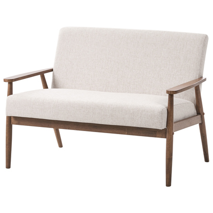Beige And Dark Brown Living Room Set Three Piece Polyester Upholstery With Retro Wood Frame