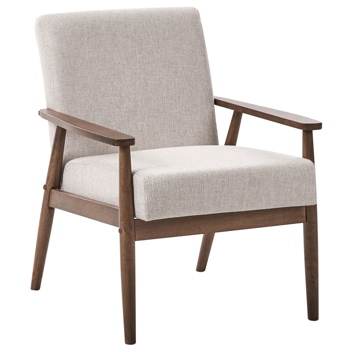 Beige And Dark Brown Living Room Set Three Piece Polyester Upholstery With Retro Wood Frame