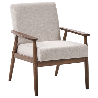 Beige And Dark Brown Living Room Set Three Piece Polyester Upholstery With Retro Wood Frame