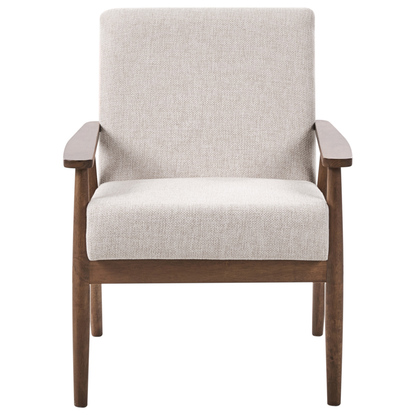 Beige And Dark Brown Living Room Set Three Piece Polyester Upholstery With Retro Wood Frame