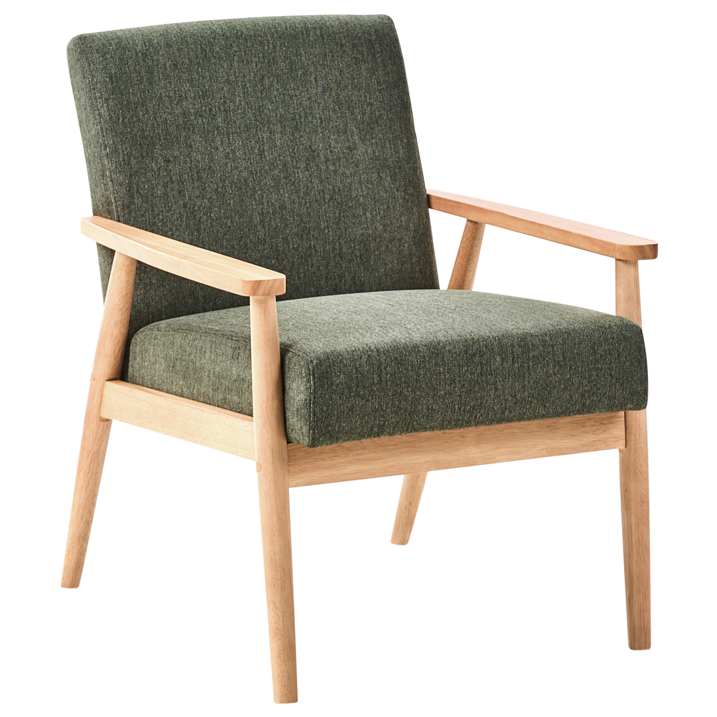 Green And Light Brown Retro Living Room Set With Wood Frame