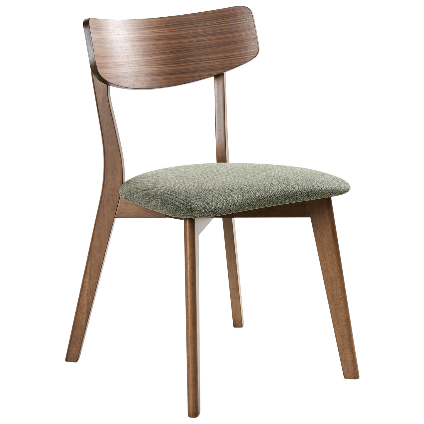 Heritage Retro Dining Chairs Dark Brown Rubberwood Green Fabric