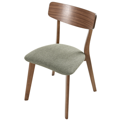 Heritage Retro Dining Chairs Dark Brown Rubberwood Green Fabric