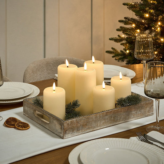 6 Pack LED Candles Off White Paraffin Plastic Glow