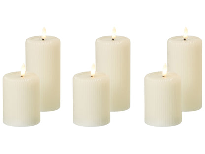 6 Pack LED Candles Off White Paraffin Plastic Glow