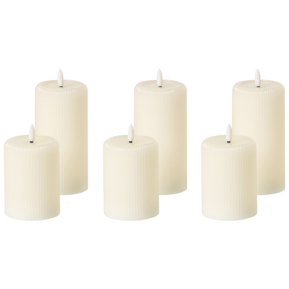 6 Pack LED Candles Off White Paraffin Plastic Glow
