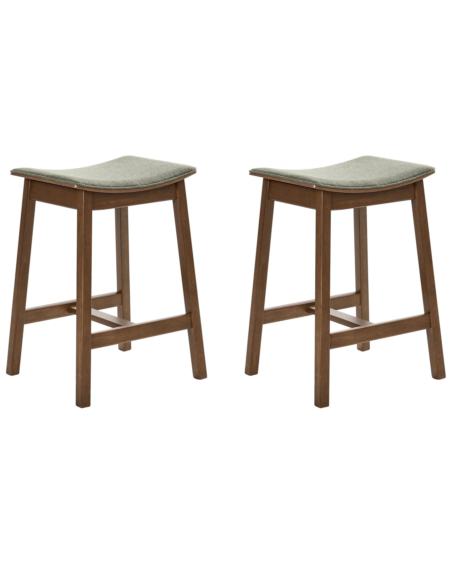 Two Bar Chairs Rubberwood Dark Brown Green Upholstered