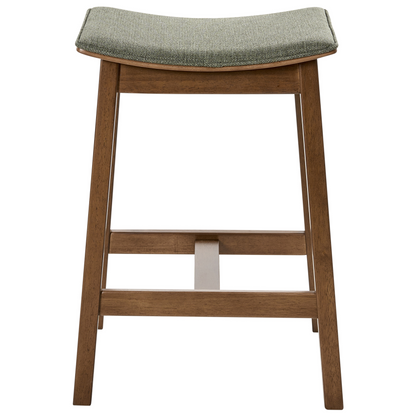 Two Bar Chairs Rubberwood Dark Brown Green Upholstered