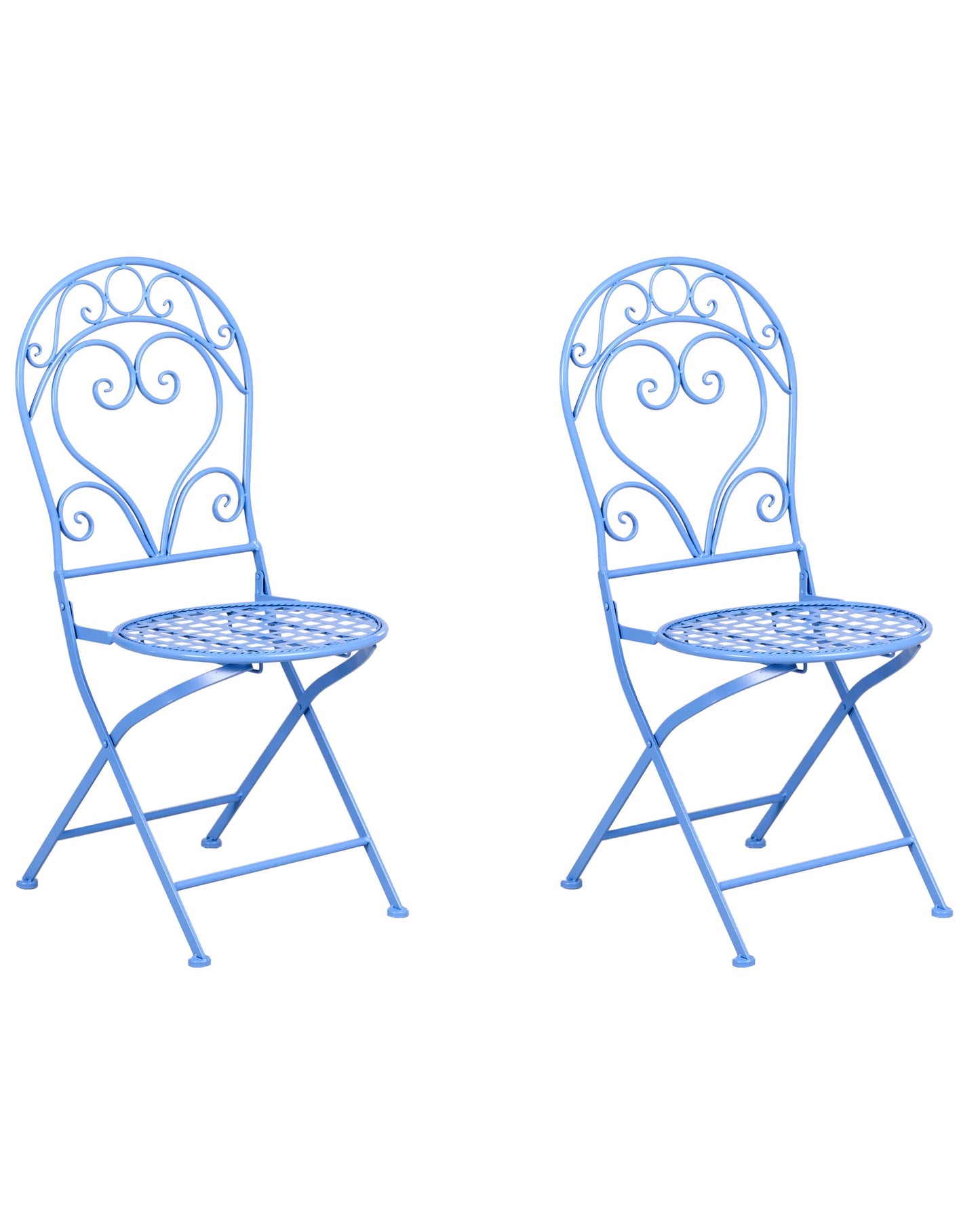 Outdoor Set Of 2 Chairs Powder Coated Iron Scroll Backrest