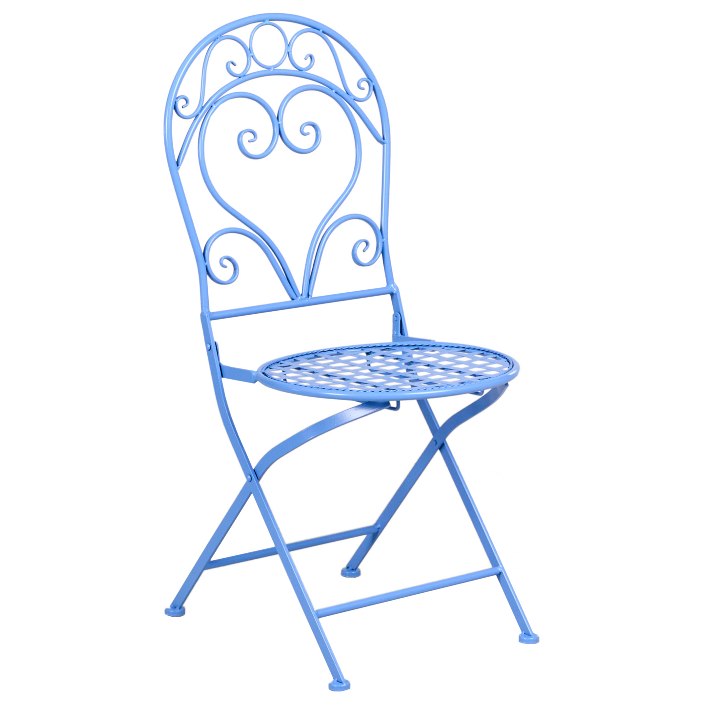 Outdoor Set Of 2 Chairs Powder Coated Iron Scroll Backrest