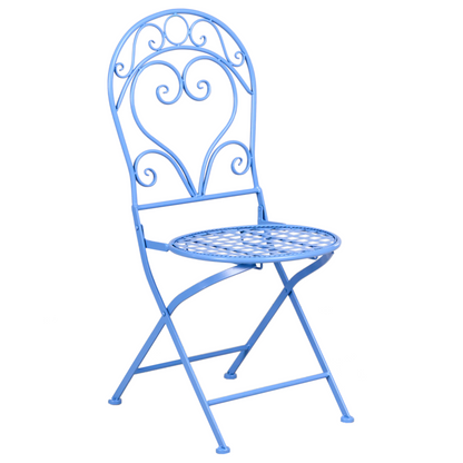 Garden Bistro Set Blue Powder Coated 3 Piece Table Chairs