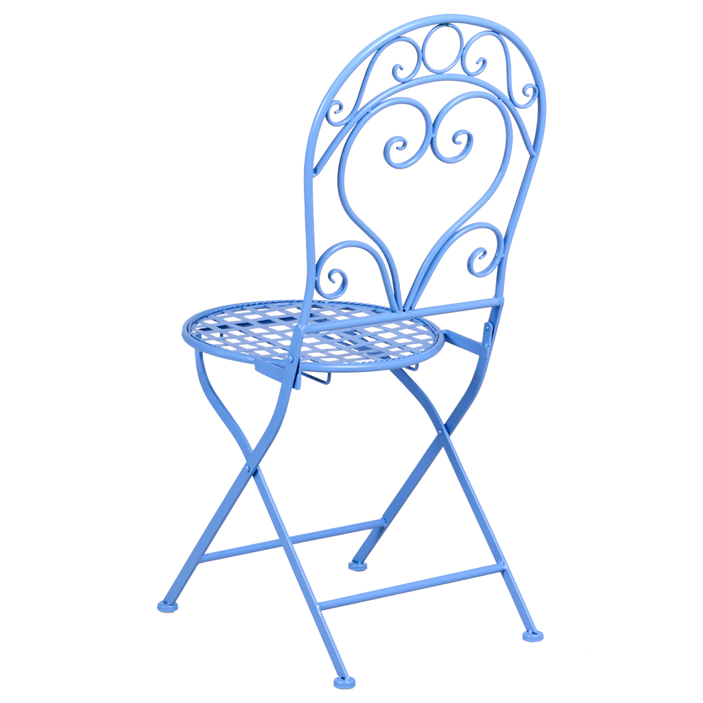 Garden Bistro Set Blue Powder Coated 3 Piece Table Chairs