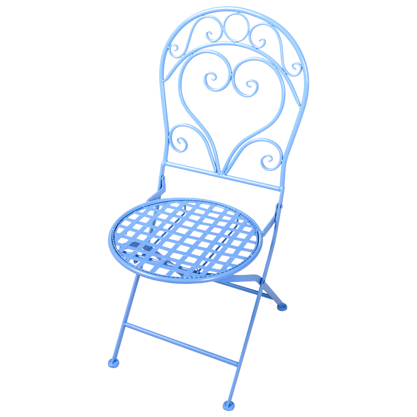 Garden Bistro Set Blue Powder Coated 3 Piece Table Chairs