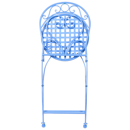 Garden Bistro Set Blue Powder Coated 3 Piece Table Chairs