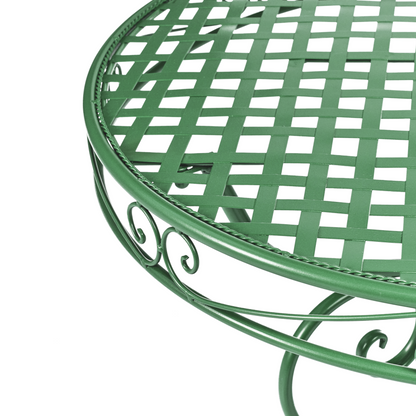 Outdoor Bistro Table Green Powder-Coated Iron Scrollwork