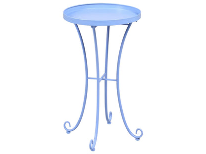 Vintage Light Blue Metal Round Side Table 40cm Outdoor