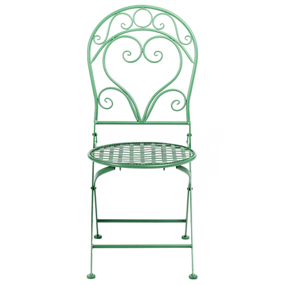 Outdoor Set Of 2 Green Iron Chairs With Scrollback
