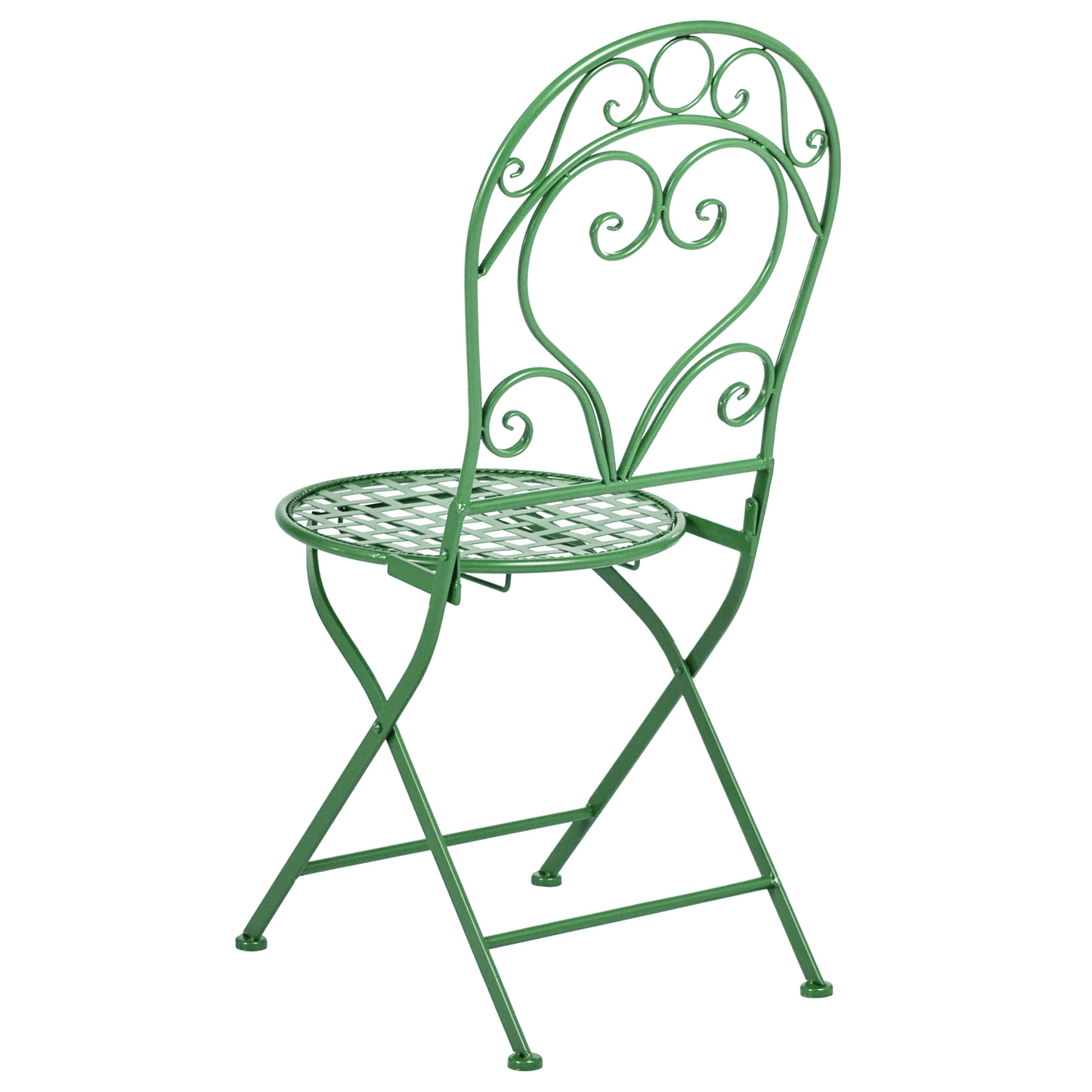 Outdoor Set Of 2 Green Iron Chairs With Scrollback