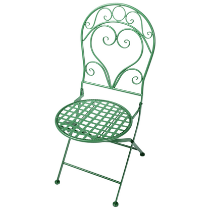 Outdoor Set Of 2 Green Iron Chairs With Scrollback