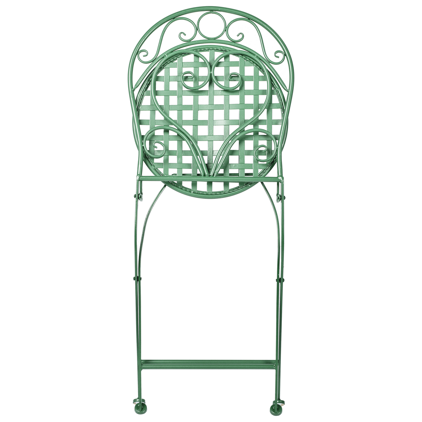 Outdoor Set Of 2 Green Iron Chairs With Scrollback