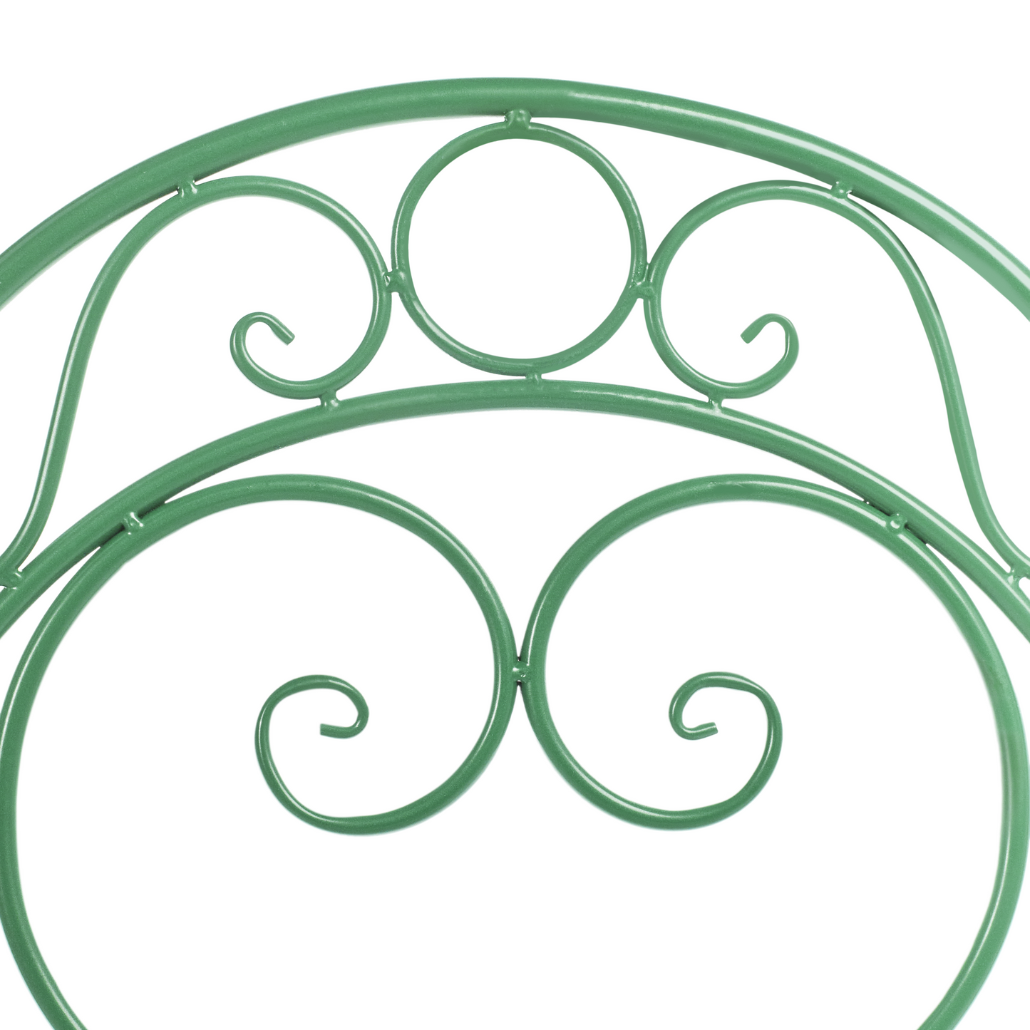 Outdoor Set Of 2 Green Iron Chairs With Scrollback