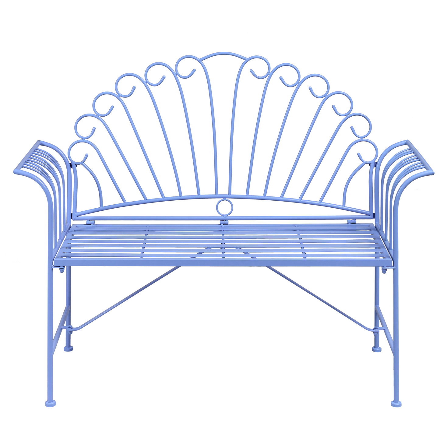 Light Blue Outdoor Iron 2 Seater Bench Set With Table