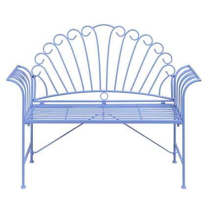 Light Blue Outdoor Iron 2 Seater Bench Set With Table