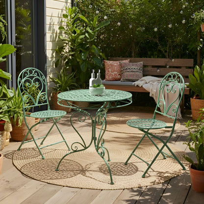 Verdant Living Garden Bistro Set Green Powder Coated 3pc