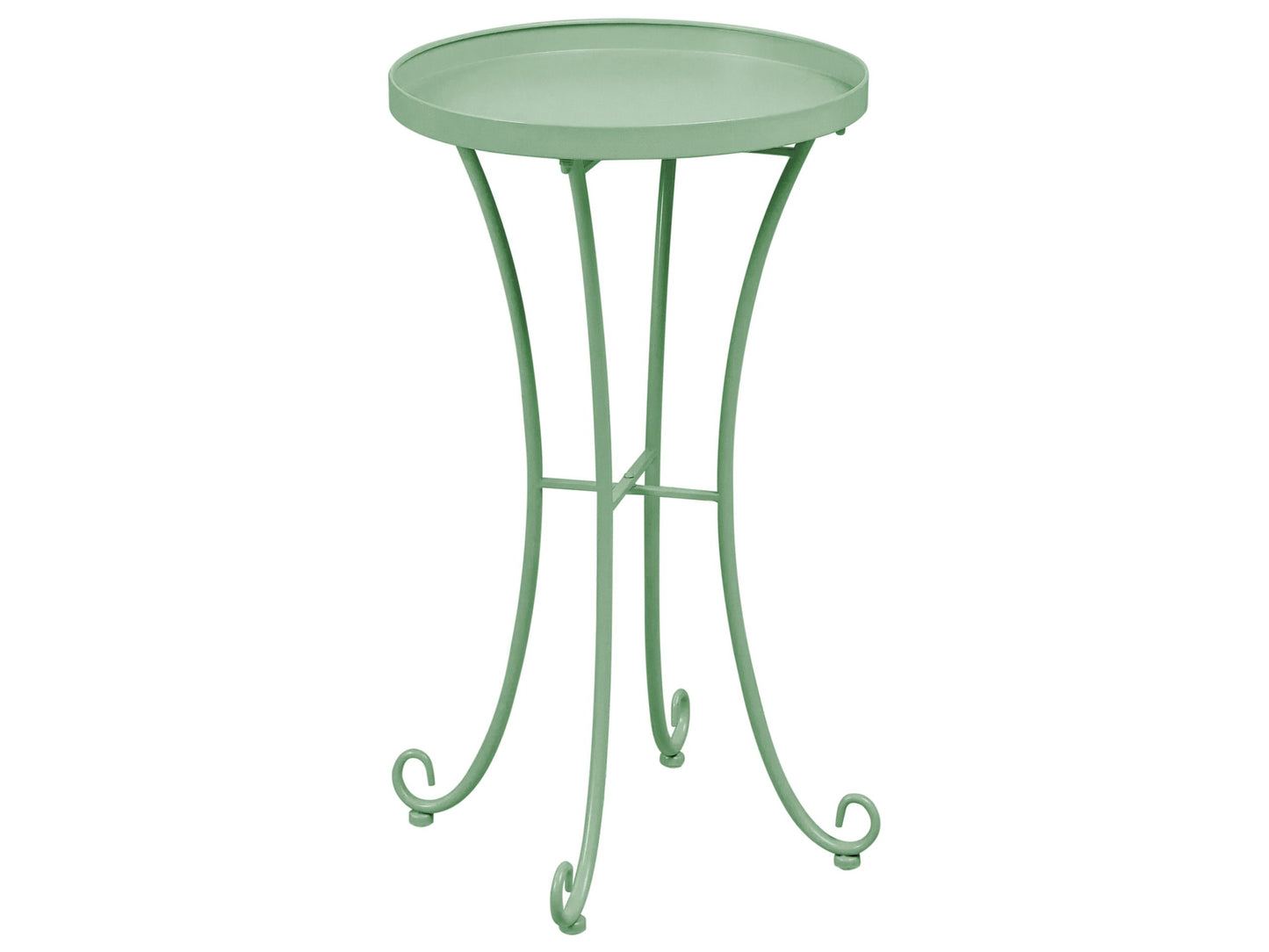 Garden Side Table Green Metal Round 40cm Outdoor Vintage