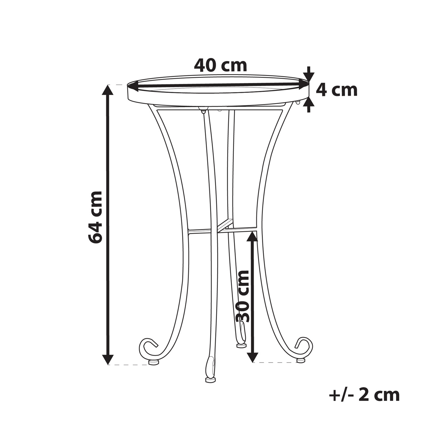 Garden Side Table Green Metal Round 40cm Outdoor Vintage