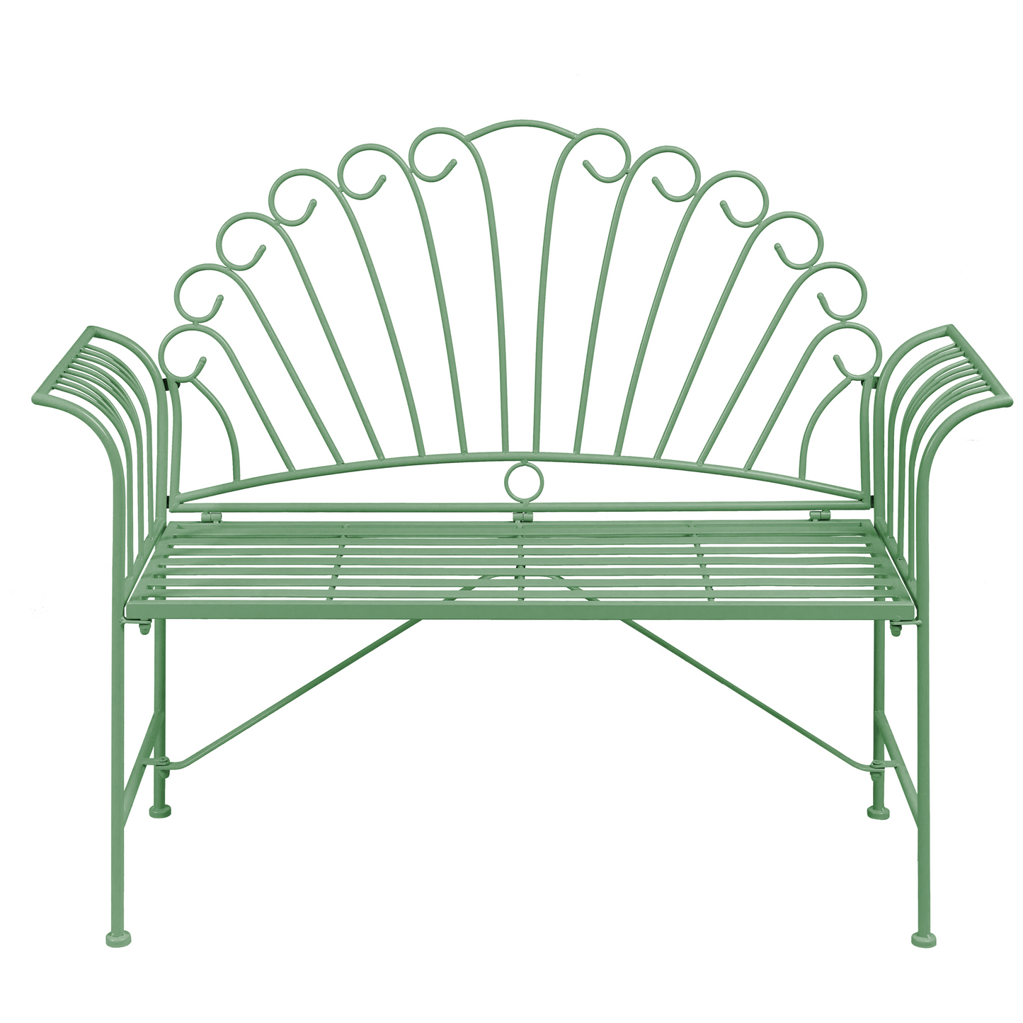 Heritage Outdoor Green Metal Bench Set 2-Seater With Table Vintage