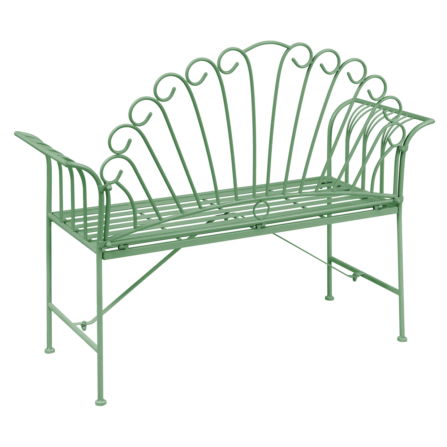 Heritage Outdoor Green Metal Bench Set 2-Seater With Table Vintage