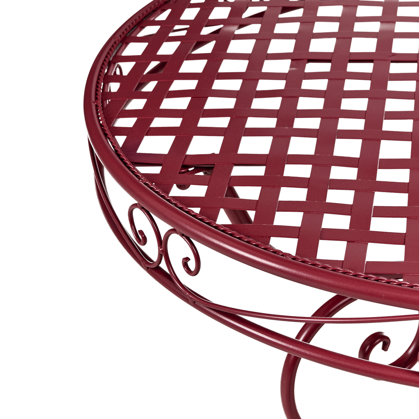 Burgundy Outdoor Bistro Table With Scrollwork