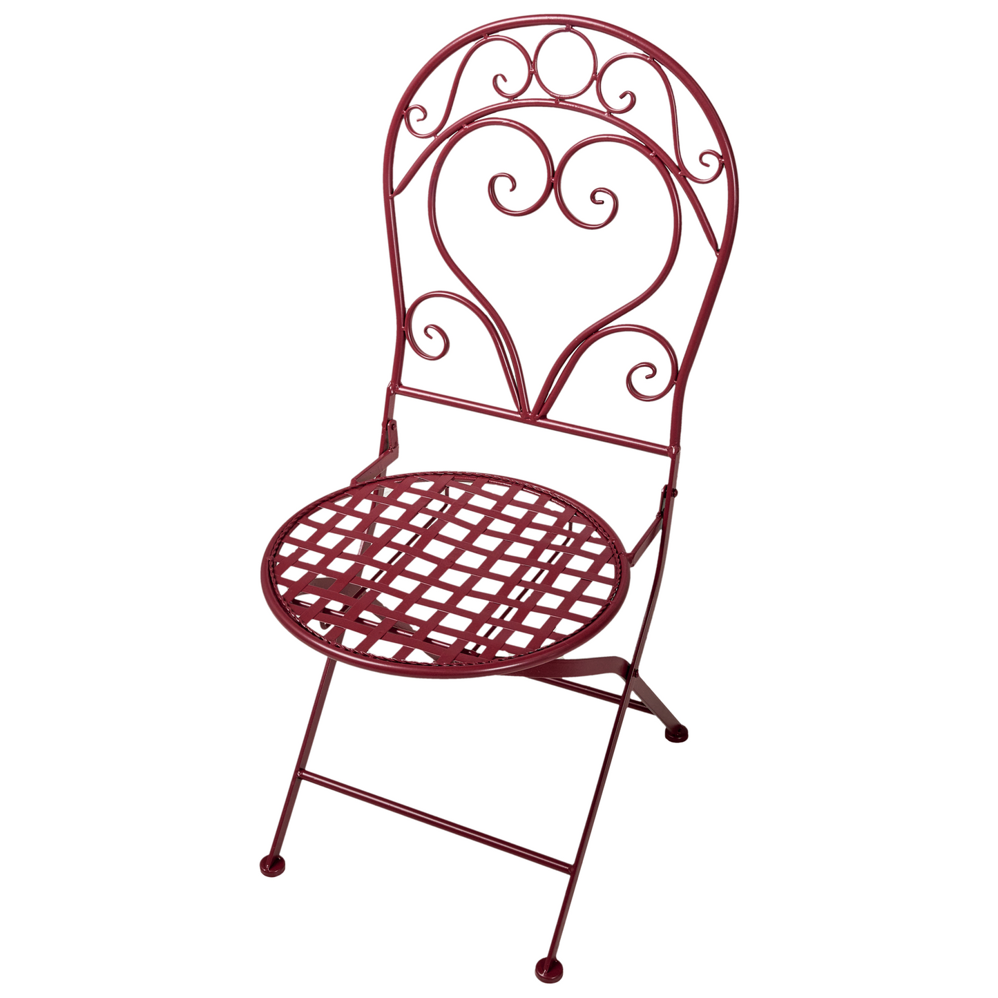 Burgundy Metal Outdoor Chairs Set Of 2 With Powder Coated Scrollwork Backrests