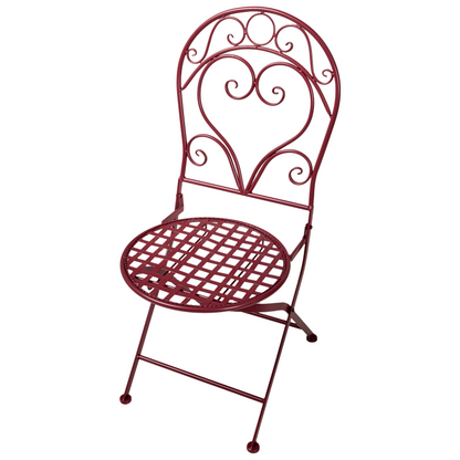 Burgundy Metal Outdoor Chairs Set Of 2 With Powder Coated Scrollwork Backrests