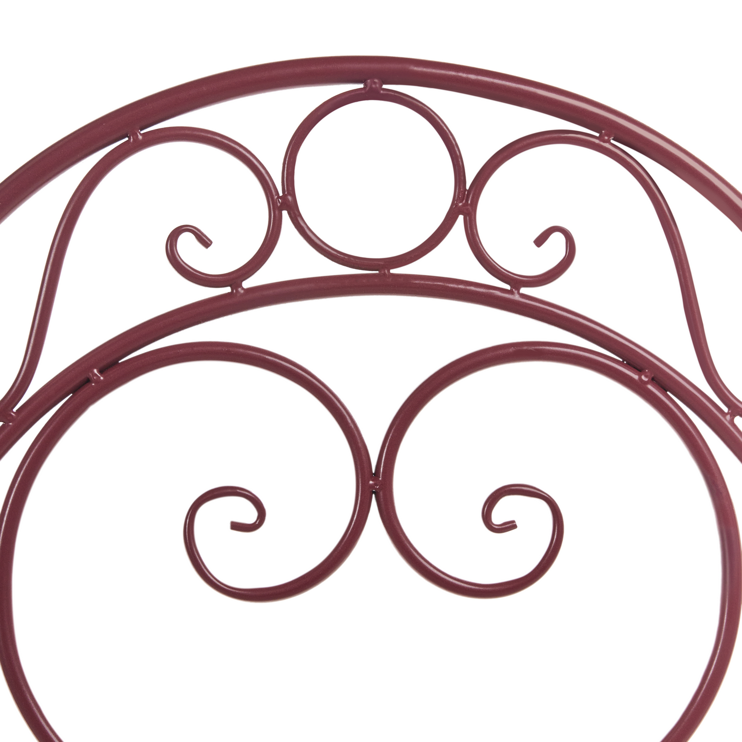 Burgundy Metal Outdoor Chairs Set Of 2 With Powder Coated Scrollwork Backrests