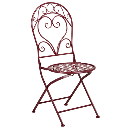 Garden Bistro Burgundy Metal Powder Coated 3 Piece Table and Chairs