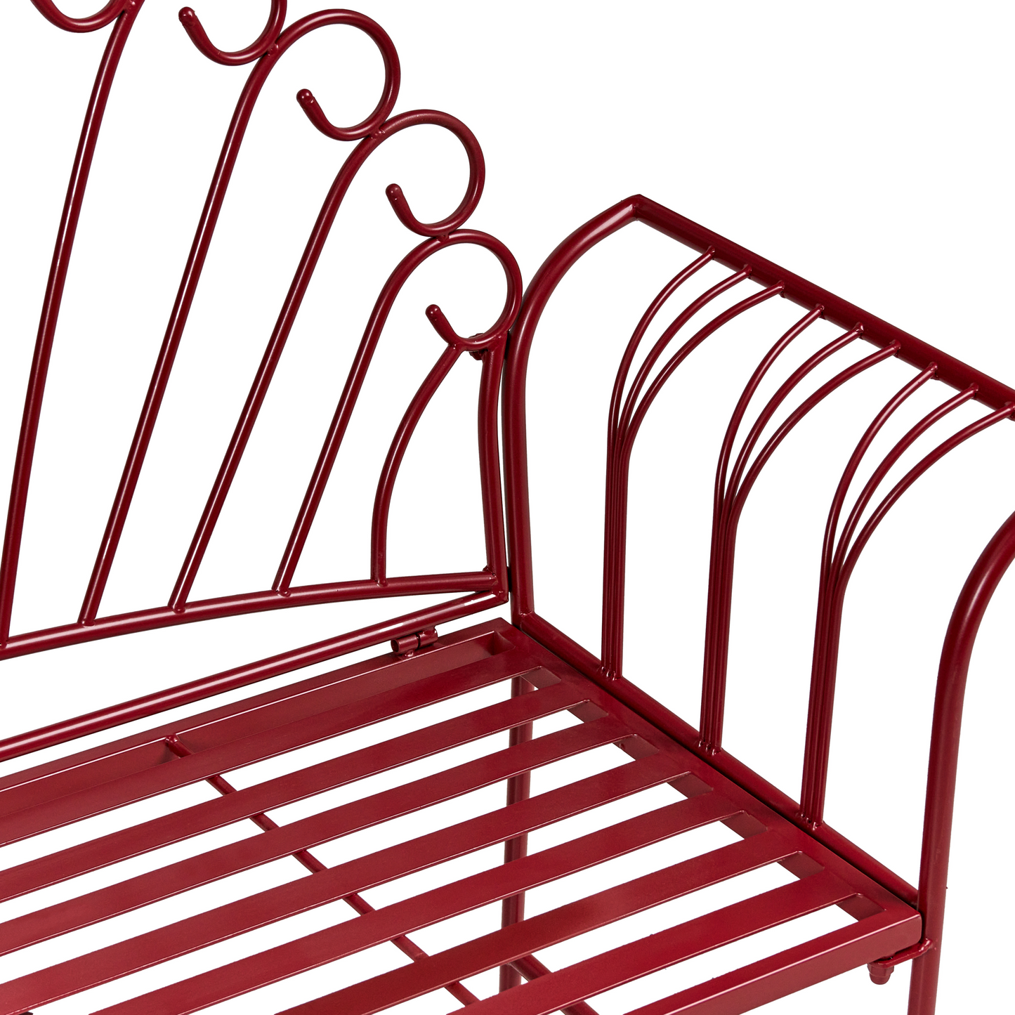 Burgundy Metal 2 Seater Outdoor Bench with Flared Arms