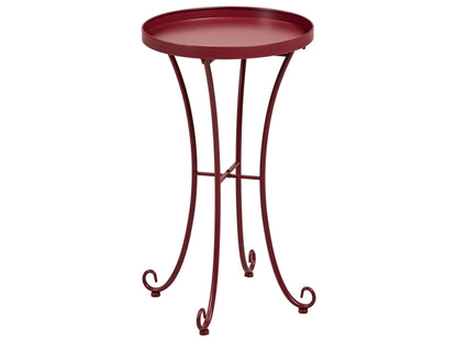 Burgundy Metal Round Side Table 40cm Outdoor Vintage