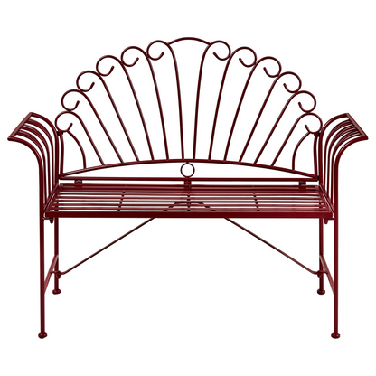 Burgundy Outdoor Two Seater Bench Set With Table Vintage