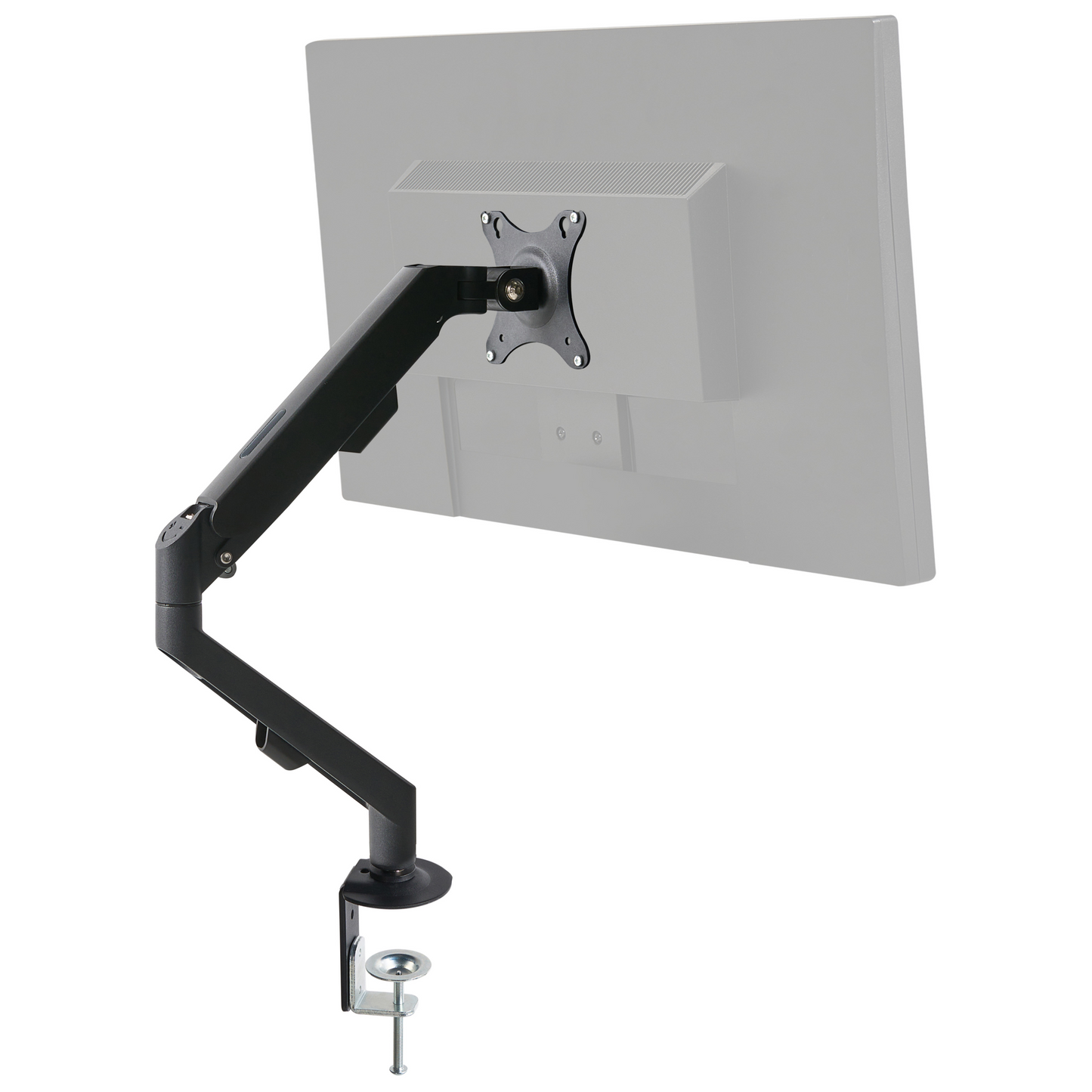 Clap On Single Monitor Arm Aluminum Desk Mount Black