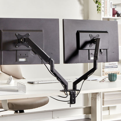 Dual Monitor Arm Aluminium Desk Clamp Rotatable Black