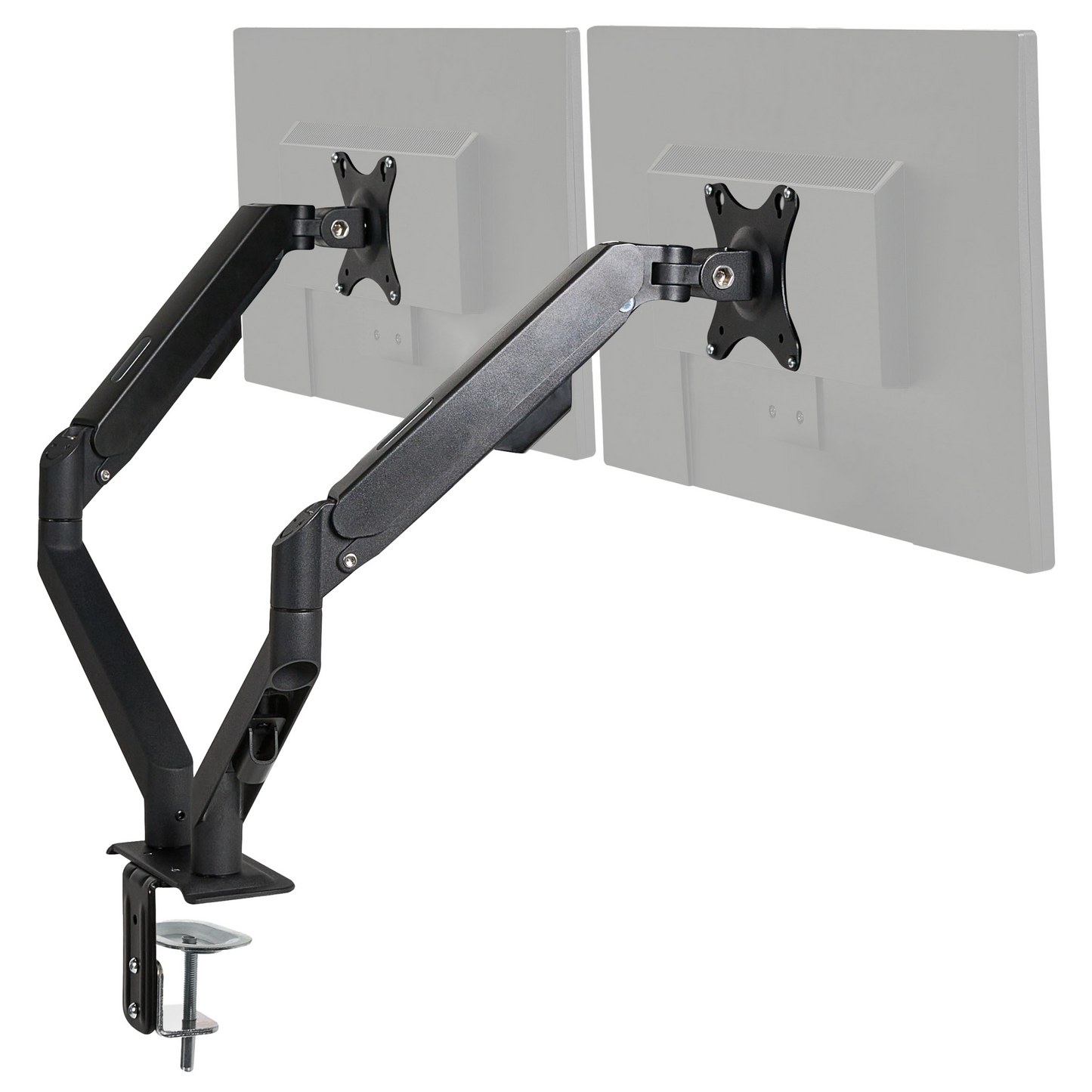 Dual Monitor Arm Aluminium Desk Clamp Rotatable Black